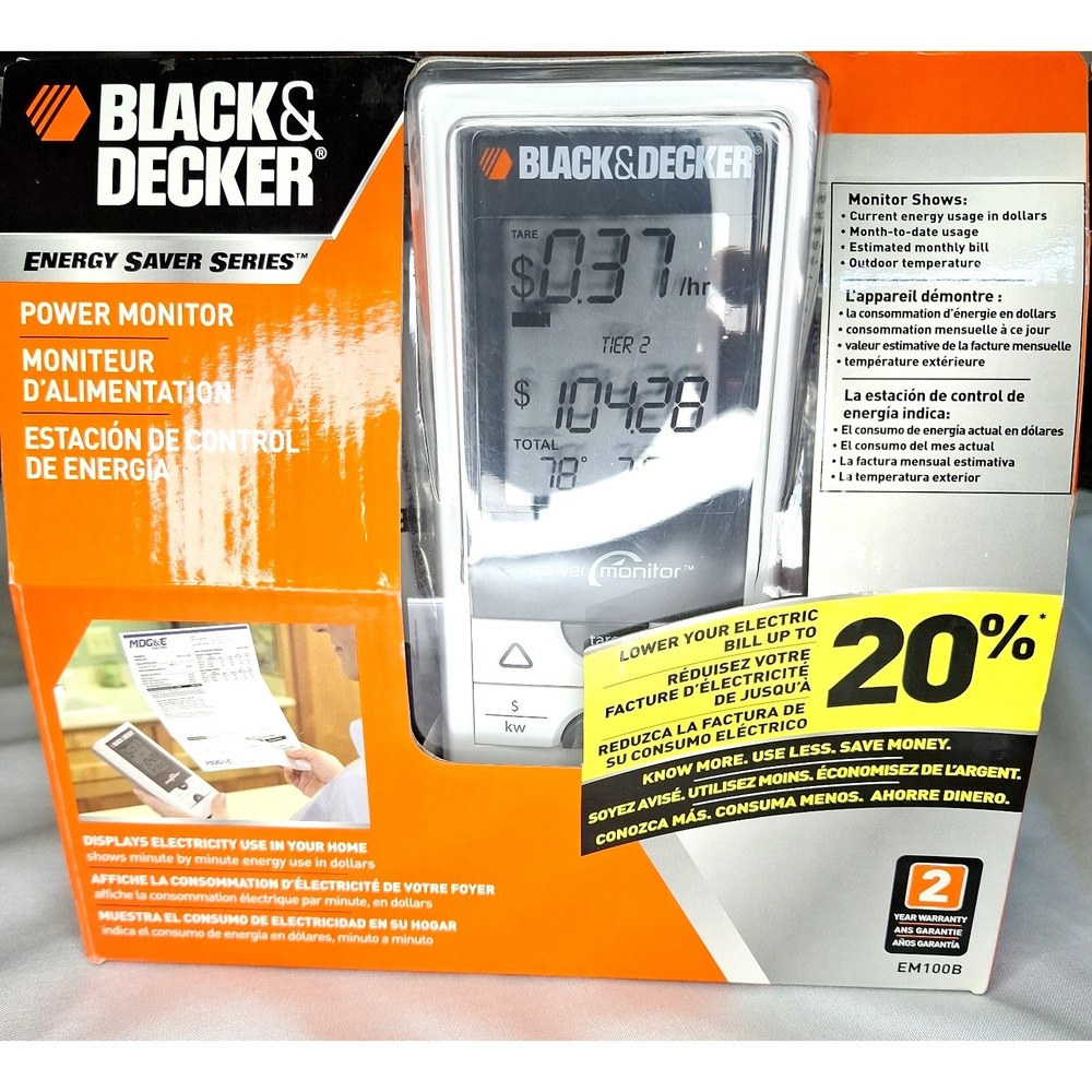 New Black & Decker Energy Saver Series EM100B Power Monitor LCD‎ Display 2008